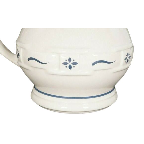 Longaberger Pottery Woven Traditions Classic Blue Juice Pitcher 1 Quart 5.5" - Picture 7 of 8